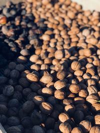 Full frame shot of walnuts in market for sale