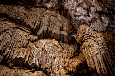 Close-up of rock formations in melidoni cave on crete, greece