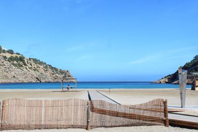 Scenic view of sea against blue sky