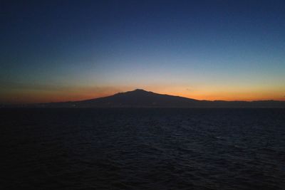 Scenic view of sea against clear sky during sunset