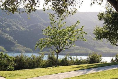 Scenic view of lake against sky