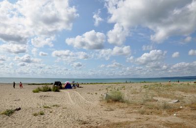 Scenic view of beach against sky