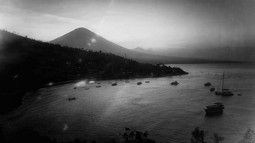 High angle view of lake against sky