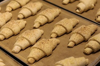 High angle view of food on tray