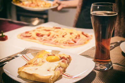 Close-up of breakfast served on table