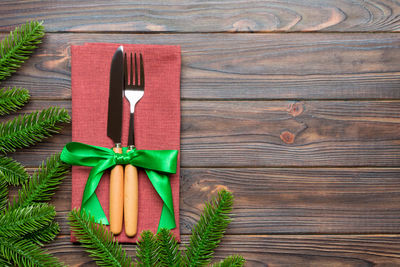 Christmas decorations and ornament on wooden background. top view of new year advent concept 