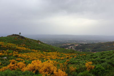 Serra da estrela mountains, in portugal, and a few little villages spread in the valleys