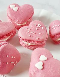 High angle view of pink cake on table