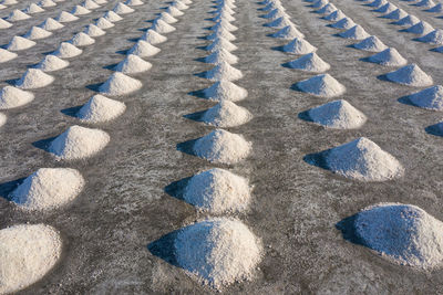 High angle view of tire tracks on land