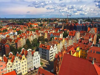 High angle view of townscape against sky