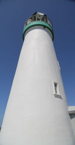 Low angle view of lighthouse against clear sky