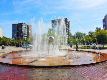 View of fountain in city