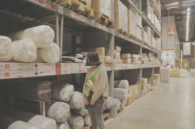 Shopping cart in shelf