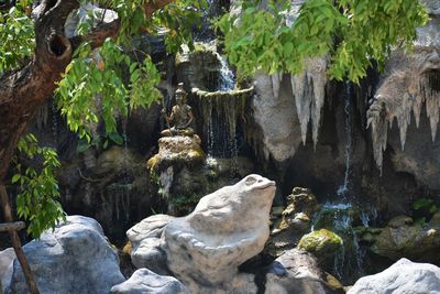 Fountain at white temple in chiang rai, thailand