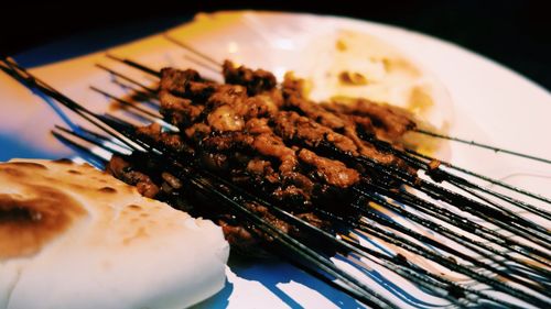 Close-up of meat in plate