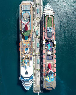 High angle view of boats in canal