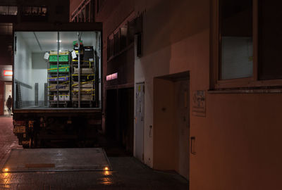 View of illuminated building at night