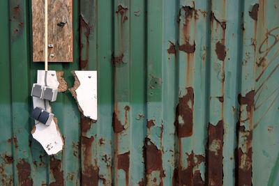 Close-up of rusty metal door