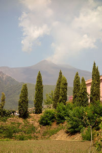 Scenic view of mountains against sky