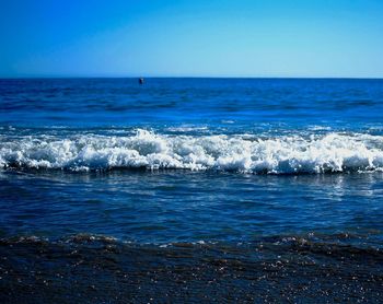 Scenic view of sea against clear sky