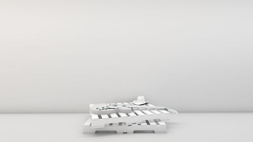 Stack of table against white background