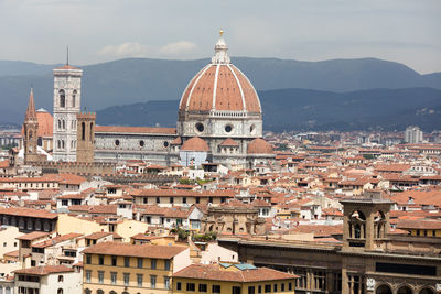 High angle view of cathedral in city