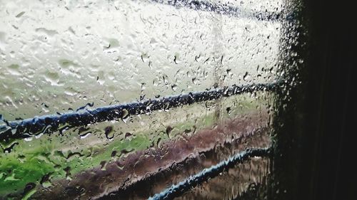 Close-up of raindrops on window