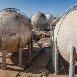 Panoramic view of factory against sky