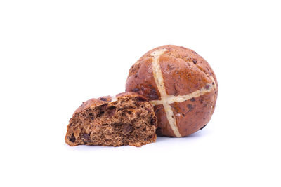 Close-up of bread against white background