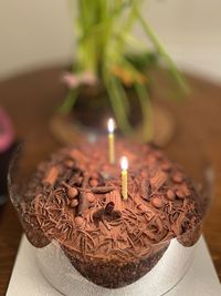 Close-up of illuminated candle