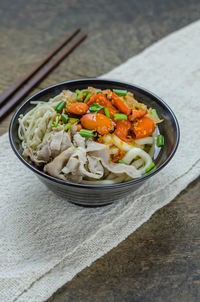 High angle view of food in bowl