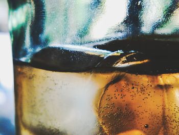 Close-up of beer in glass