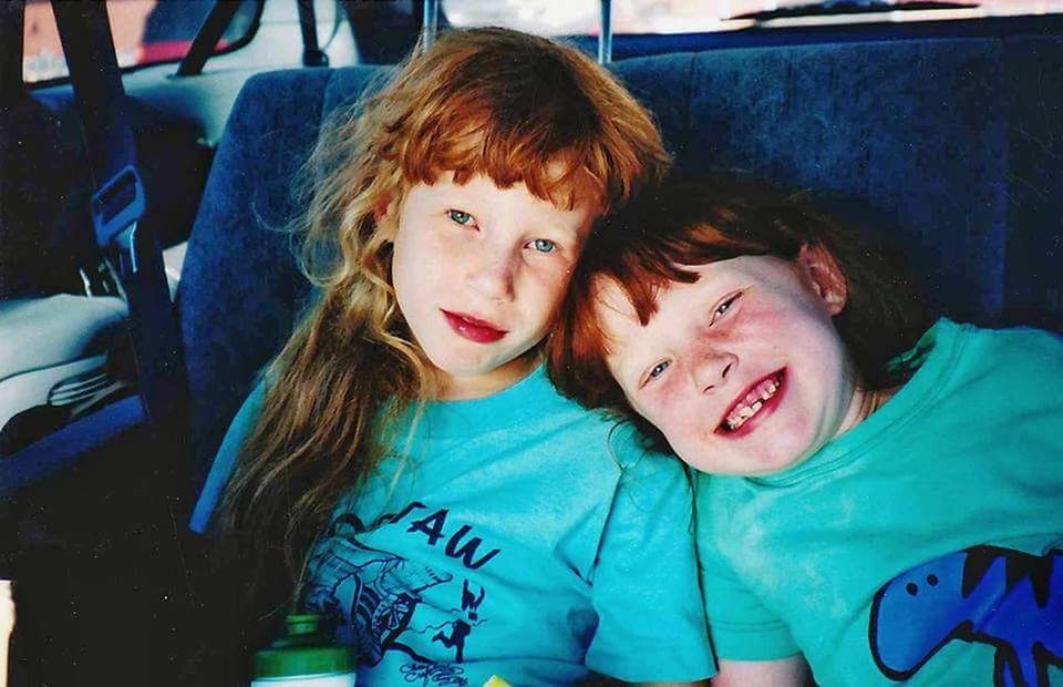 childhood, child, boys, looking at camera, redhead, portrait, togetherness, day, two people, smiling, bonding, real people, happiness, children only, outdoors, close-up, people