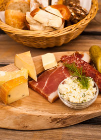 Close-up of food on cutting board