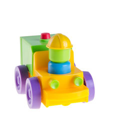 Close-up of multi colored toy against white background