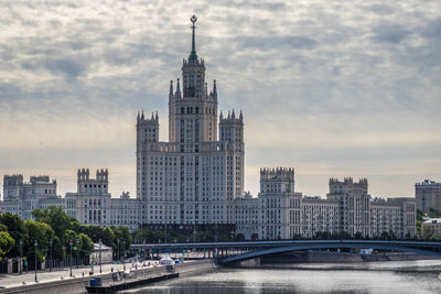 View of buildings in city against cloudy sky