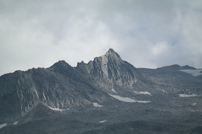 View of mountain range against cloudy sky