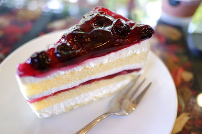 Close-up of cake in plate