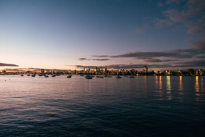 City waterfront at sunset