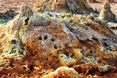 Close-up of rock formation in sea