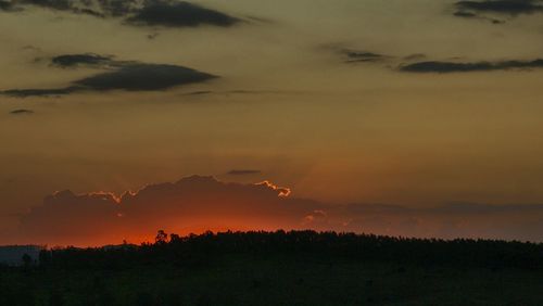 Scenic view of landscape against sky at sunset