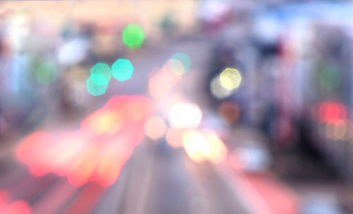 Defocused image of illuminated lights at night