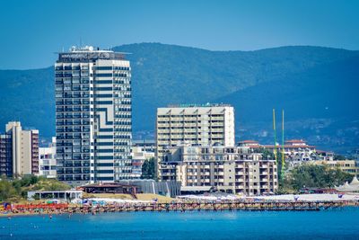 Buildings in city at waterfront