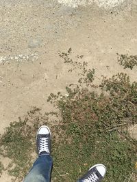 Low section of man standing on ground