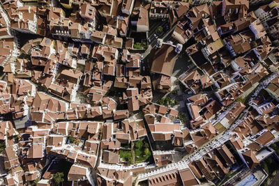 High angle view of buildings in city