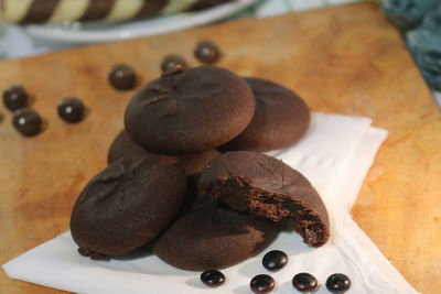 Close-up of cookies on table