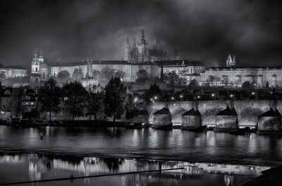 Illuminated city at night