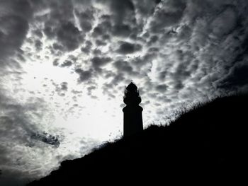 Low angle view of building against cloudy sky