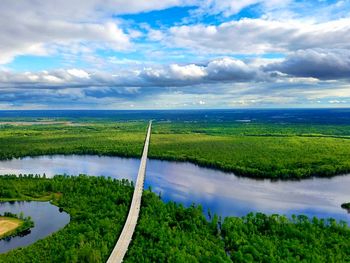 Scenic view of lake against sky