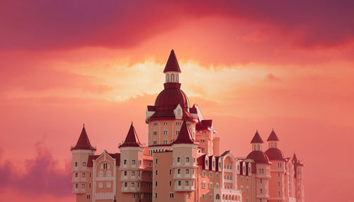 Building against sky during sunset